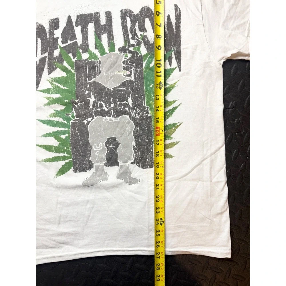 Death Row Records Mens White Graphic T-Shirt Electric Chair Logo Size M Hip Hop - Picture 4 of 6